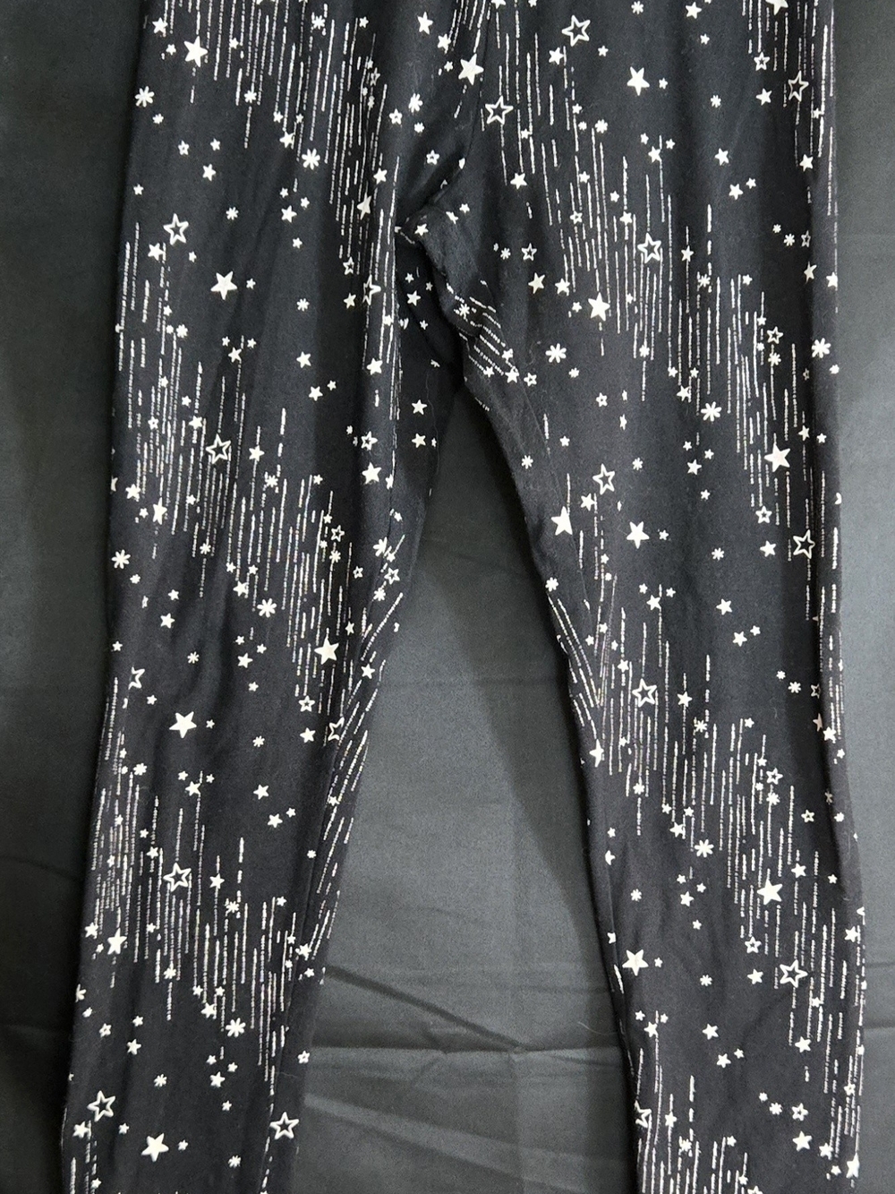 Justice Black Leggings with White Star Shower Print #562